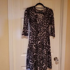 Faux wrap animal print dress